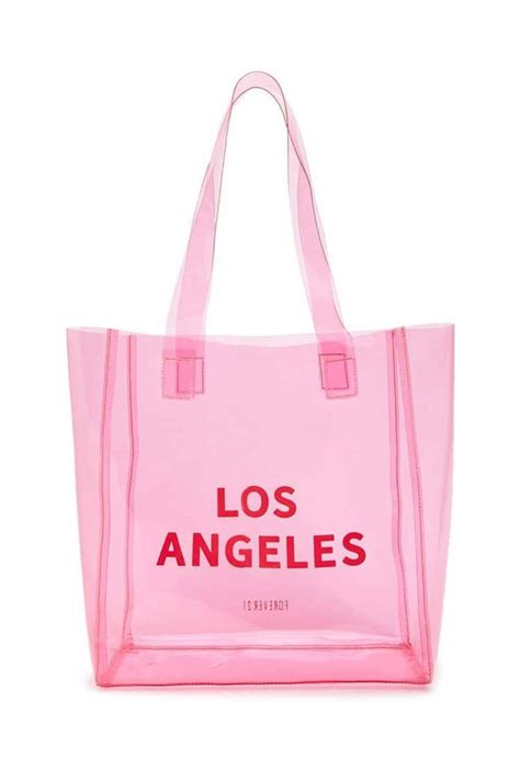 Los Angeles Pink Clear Tote Bag Clear Tote Bags Pink Tote Bags