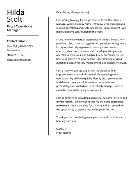 Retail Operations Manager Cover Letter Examples Template 20 Tips