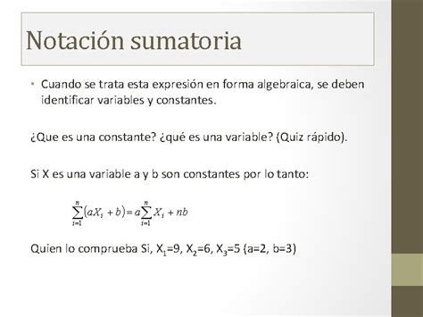 Fundamentacin Matemtica Temas Notacin Sumatoria Propiedades De La