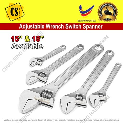 Adjustable Wrench Switch Spanner Spana Hidup 12" 18" Multi Function ...