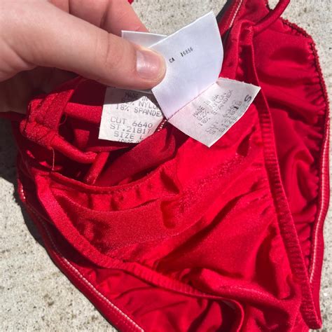 Red Triangle Style Vintage Bikini Set This Depop