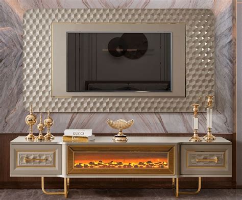 Casa Padrino Luxury Art Deco TV Cabinet Set Gray Gold Living Room