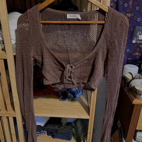 Glassons Crochet Long Sleeve Top With Draw Depop