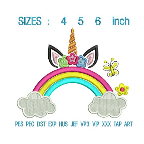 Unicorn Embroidery Design Unicorn Rainbow Embroidery Machine Rainbow Embroidery Unicorn