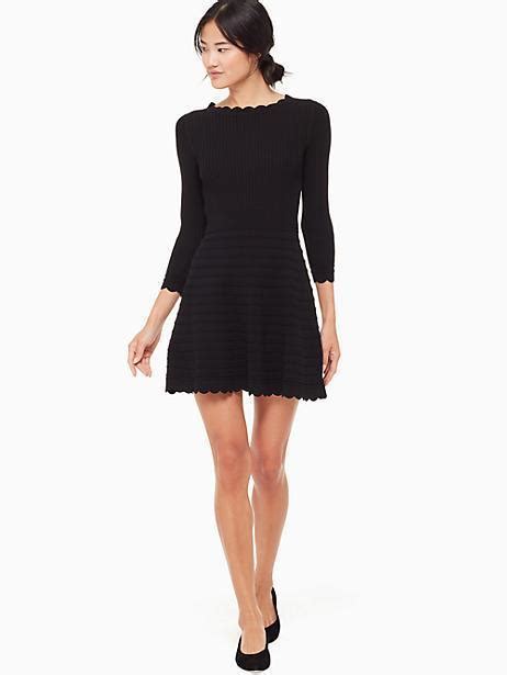 Kate Spade Scallop Sweater Dress In Black Modesens