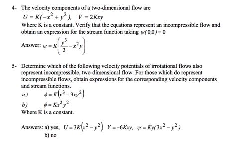 Solved The Velocity Components Of A Two Dimensional Flow Are Chegg