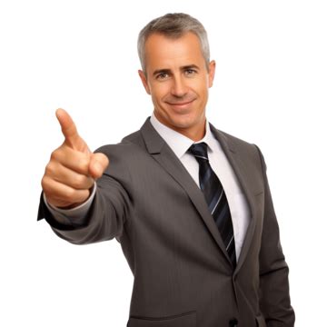 Businessman In Suit Pointing With His Finger Isolated Arm Blue