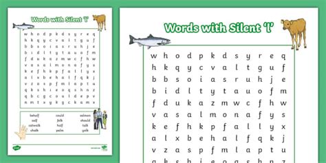 Words With Silent L Word Search L Enseignant A Fait