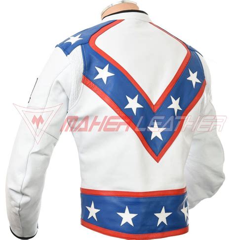 Evel Knievel Star Leather Motorcycle Jacket White Motorbike Suit