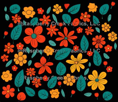 Flowers Yellow And Red Raspberry Creek Fabrics