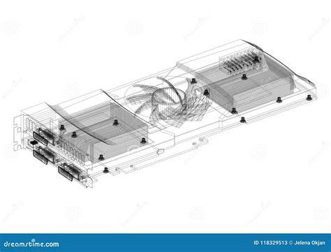 Graphic Card Architect Blueprint - Isolated Stock Illustration - Illustration of architecture ...