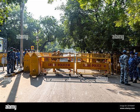 Rapid Action Force At Delhi Jantar Mantar During Farmers Protest Stock