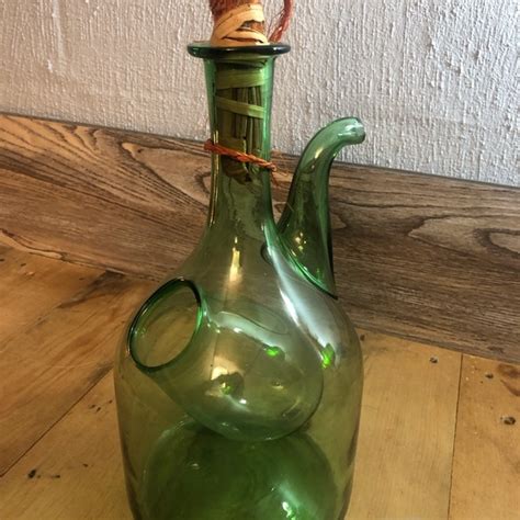 Made In Italy Accents Vintage Italian Green Glass Wine Decanter Jug