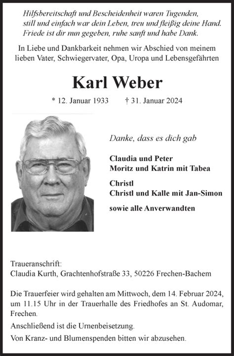 Traueranzeigen Von Karl Weber Wirtrauern