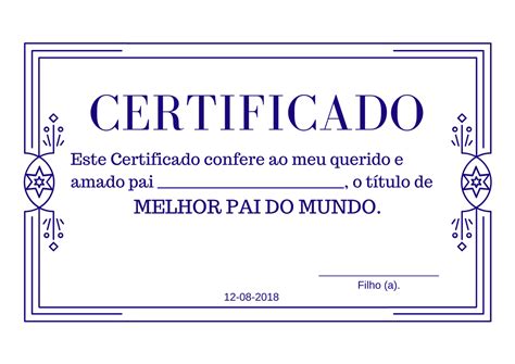 Amy Exemplar Certificado De Melhor Pai Do Mundo Porta Retrato Para O