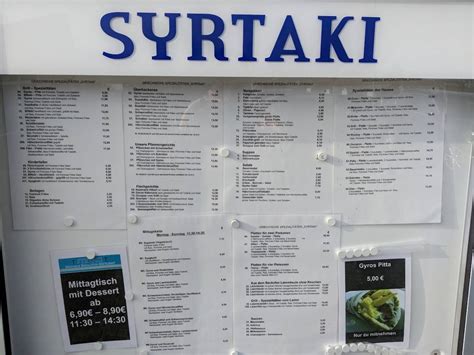 Speisekarte Von Restaurant Syrtaki Cuxhaven