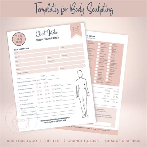 Editable Body Sculpting Client Intake Forms Wood Therapy Client