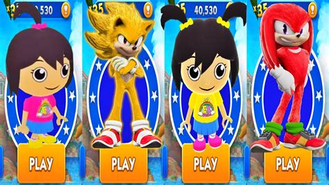 Tag With Ryan Vs Sonic Dash Twin Sisters Emma Vs Movie Knuckles Vs