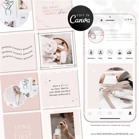 Pink Instagram Canva Templates • Macarons And Mimosas