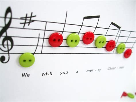 Christmas Card Christmas Music with Button Notes Paper