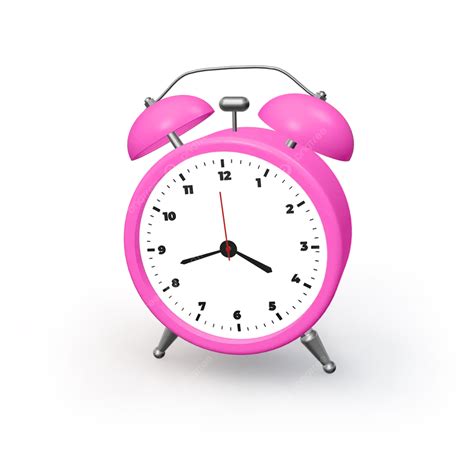 Realistic 3d Alarm Clock Pink Isolated On Background Clock 3d Alarm