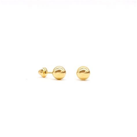 Brinco de Bola 5MM Oca em Ouro 18K 750 Paraíso Joias