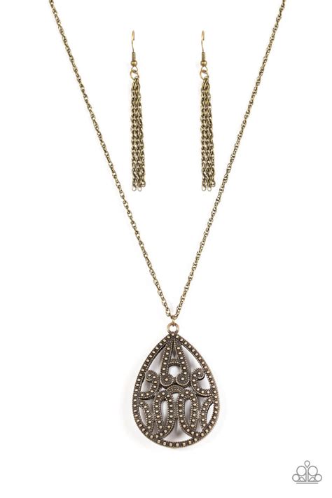 Paparazzi Teardrop Dead Gorgeous Brass Necklace Glitzygals5dollarbling Paparazzi Boutique