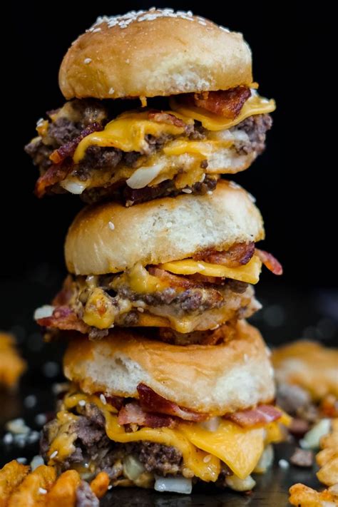 These Little Bacon Cheeseburger Sliders Are Packed With Crispy Salty Bacon Gooey American