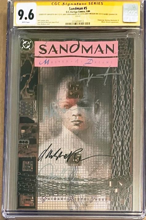 Sandman 5 Cgc Ss Signed Neil Gaiman Sam Kieth 2 Dc Vertigo 1989