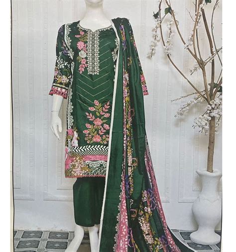 Lawn Sequence Heavy Embroidered Dress With Lawn Printed Dupatta