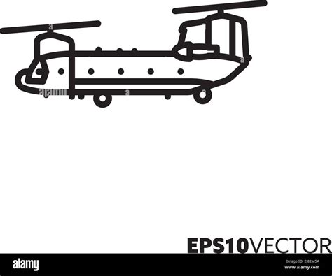 Icono De L Nea Vectorial De Helic Ptero De Transporte Militar S Mbolo