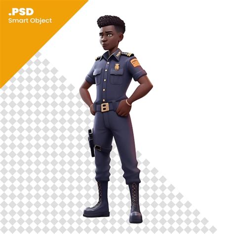 Premium Psd 3d Rendering Of A Black African American Police Officer