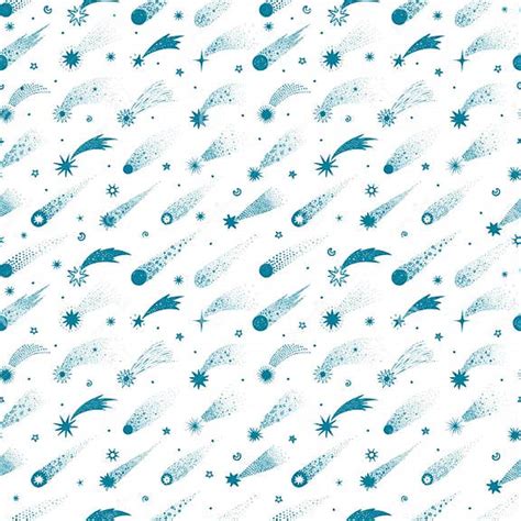 Cartoon Sky Background With Blue Shooting Stars On White Seamless