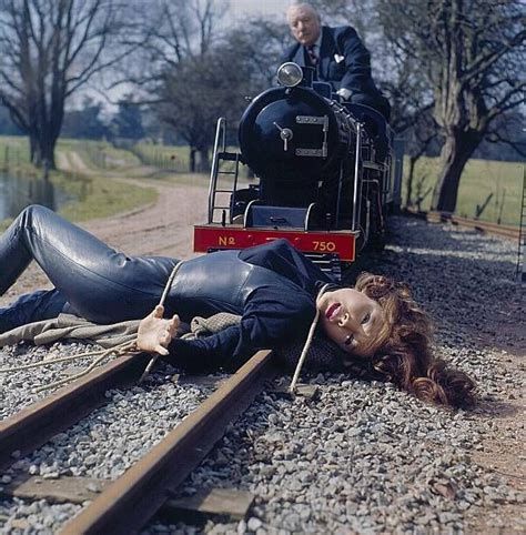 1968 English Actress Diana Rigg As Emma Peel Is Tied To A Railway Emma Peel Dame Diana