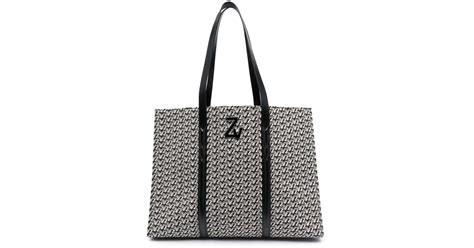 Sac Cabas à Motif Monogrammé Cuir Zadig And Voltaire En Coloris Noir Lyst