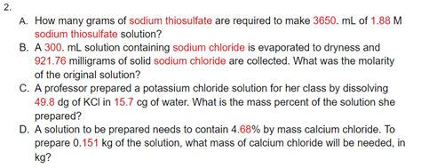 Solved 2 A How Many Grams Of Sodium Thiosulfate Are Chegg