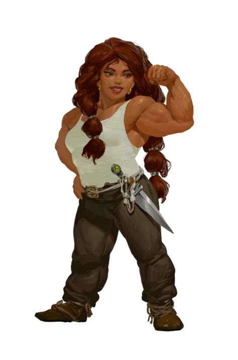 Female Dwarf Muscle Monk Rogue Pathfinder 2E PFRPG PFSRD DND D D 3 5