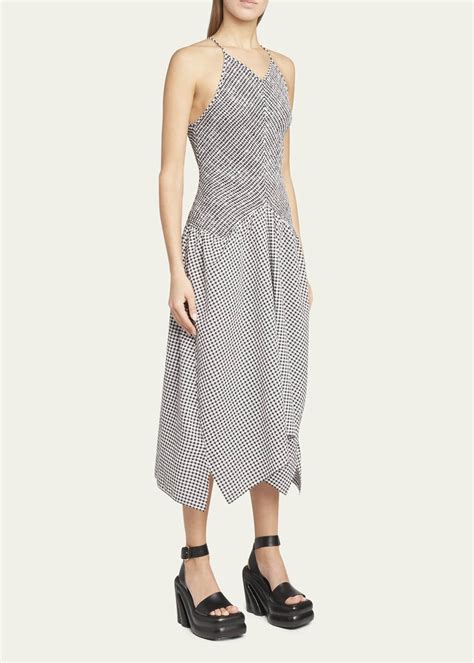 Proenza Schouler White Label Gingham Seersucker Smocked Midi Dress