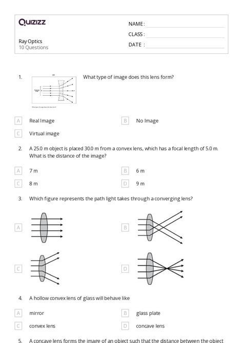 Geometric Optics Worksheets For Th Class On Quizizz Free