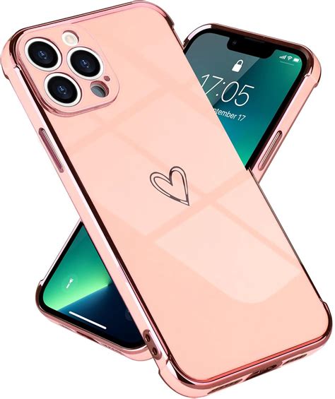 Micoden For Iphone 13 Pro Max Case Cute Girls Silicone Heart Pattern