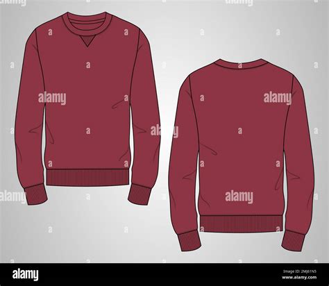 Long Sleeve Sweatshirt Overall Fashion Flat Sketches Technical Drawing