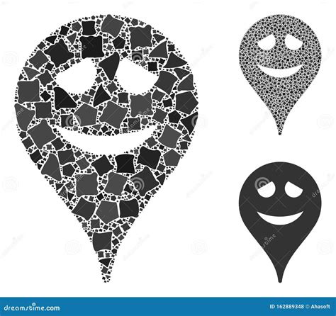 Embarrassment Smiley Map Marker Composition Icon Of Joggly Parts Stock