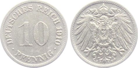 Kaiserreich 1910 F 10 Pfennig großer Adler EF MA Shops