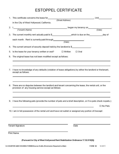 41 Real Estoppel Certificate Forms (& Samples) ᐅ TemplateLab