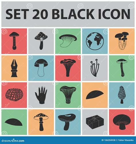 Poisonous And Edible Mushroom Black Icons In Set Collection For Design