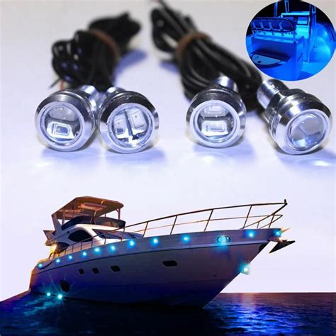 4pcs 12v Marine Boat Transom Led Stern Light Round White Led Tail Lamp Waterproof Ip67 Yacht