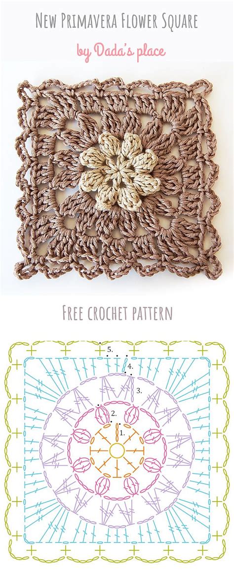 New Primavera Flower Square Free Pattern And Crochet Chart Designed By Hot Sex Picture