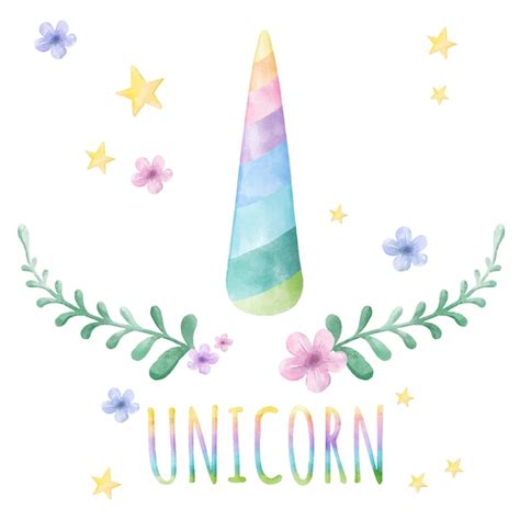 Premium Vector Watercolor Hand Drawn Cute Unicorn Horn