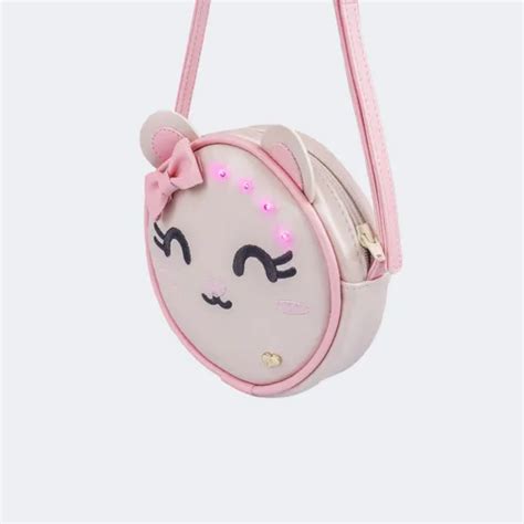 Bolsa Infantil Tiracolo Ursinha Led Pampili Cor Nude Correia De Ombro Rosa Frete grátis