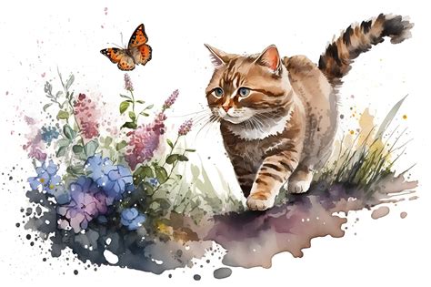 The Watercolor Cat Collection By Artsy Fartsy Thehungryjpeg